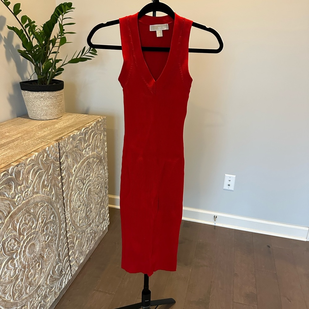 MICHAEL Michael Kors Vivid Red Midi Dress